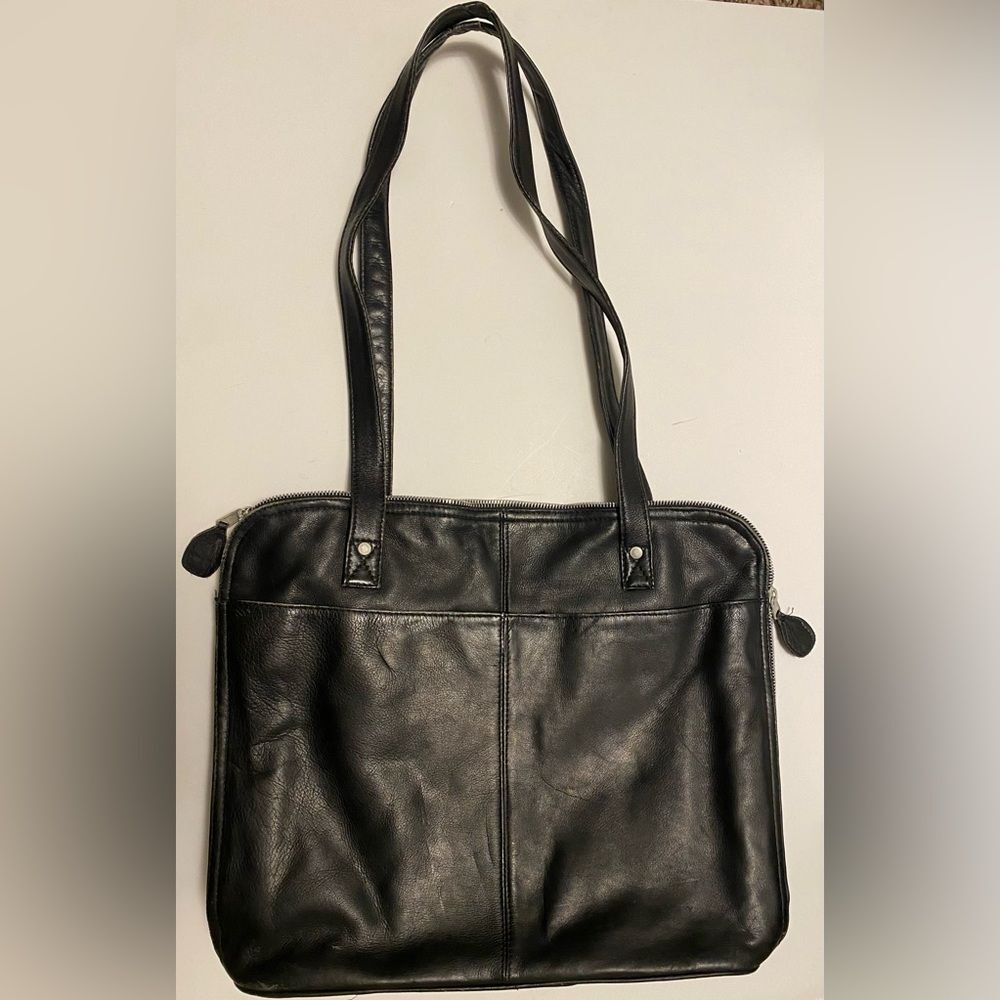 J.Jill black leather shoulder bag purse work bag